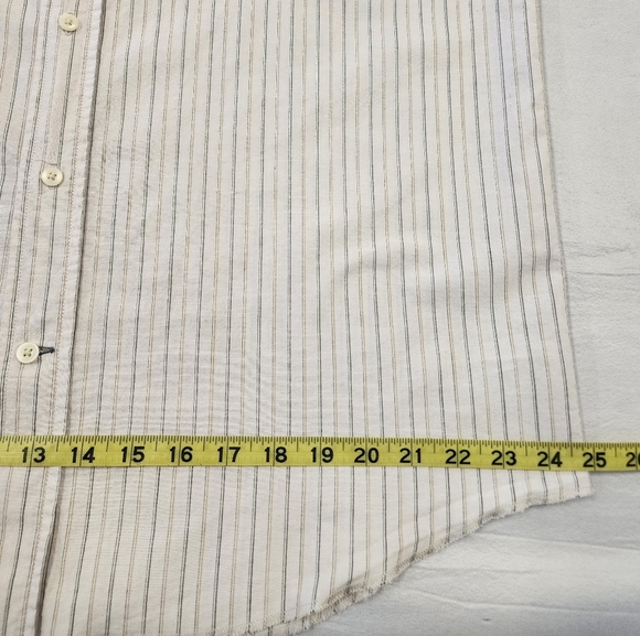 Rewire Men's Beige Striped Shirt Short Sleeve Retro, sz XL - Picture 6 of 13